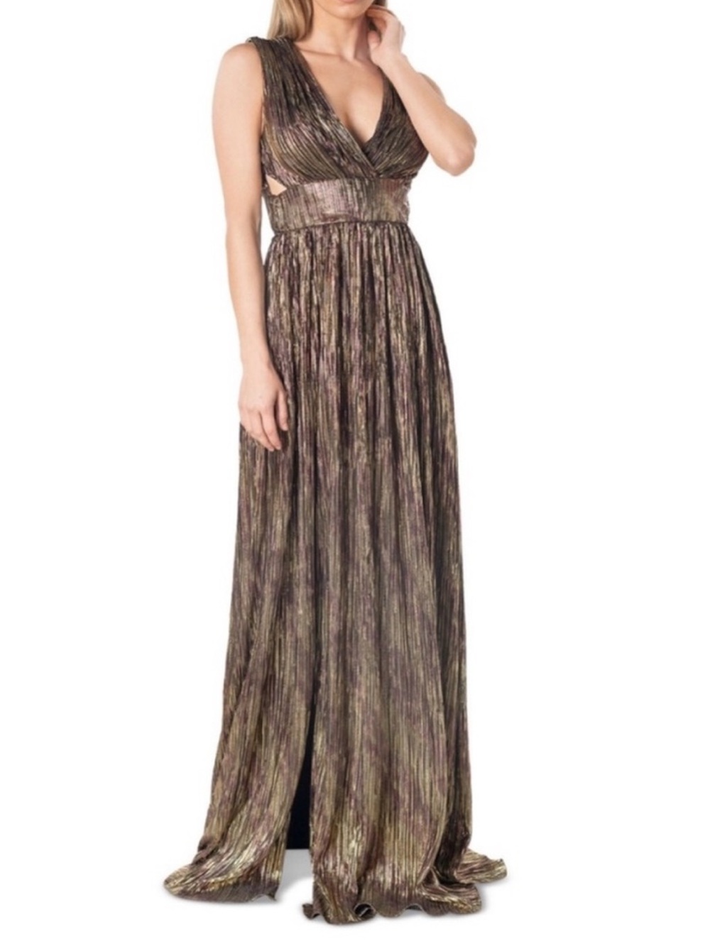 Dress the Population Auli Metallic Gold Black Gown Women’s XS Formal Prom Gala
